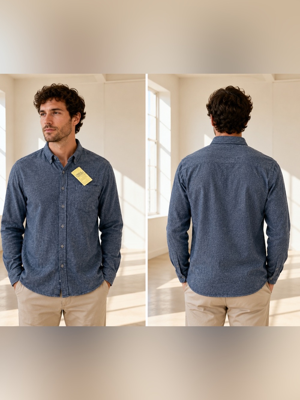 Comfort Outfitters Men's Long-Sleeve Navy Button-Down Shirt w/ Chest Pocket NWT